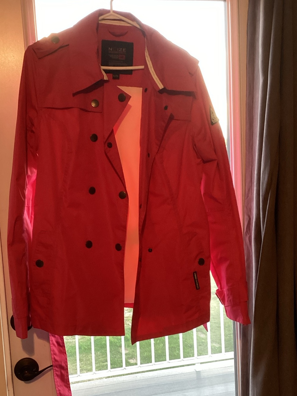 Noize fuchia / pink Double-Breasted Trench Coat